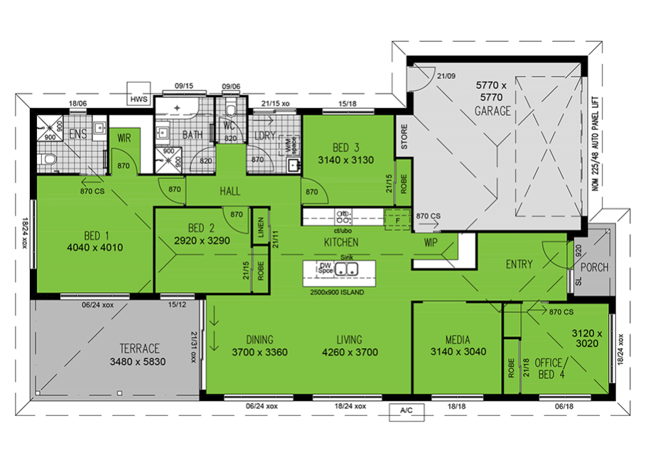 Floorplan of the yaroomba house & land package